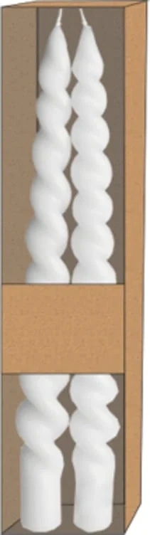 Tvinnede Lys Hvit 24cm 2stk Unik