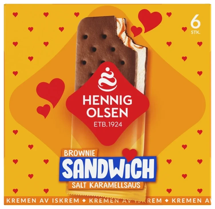 Sandwich Brownie Salt Karamell 6stk Hennig-Olsen