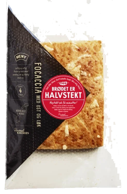 Focaccia Ost&Løk Håndlagd Halvstekt