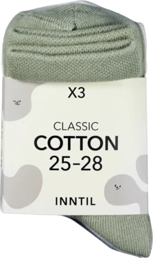 Kids' Socks, 3 Pairs, Green/blue/cream, 25-28