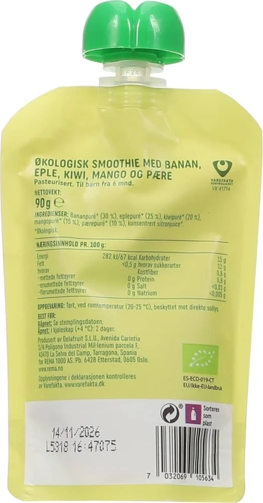 Økologisk smoothie kiwi og mango
