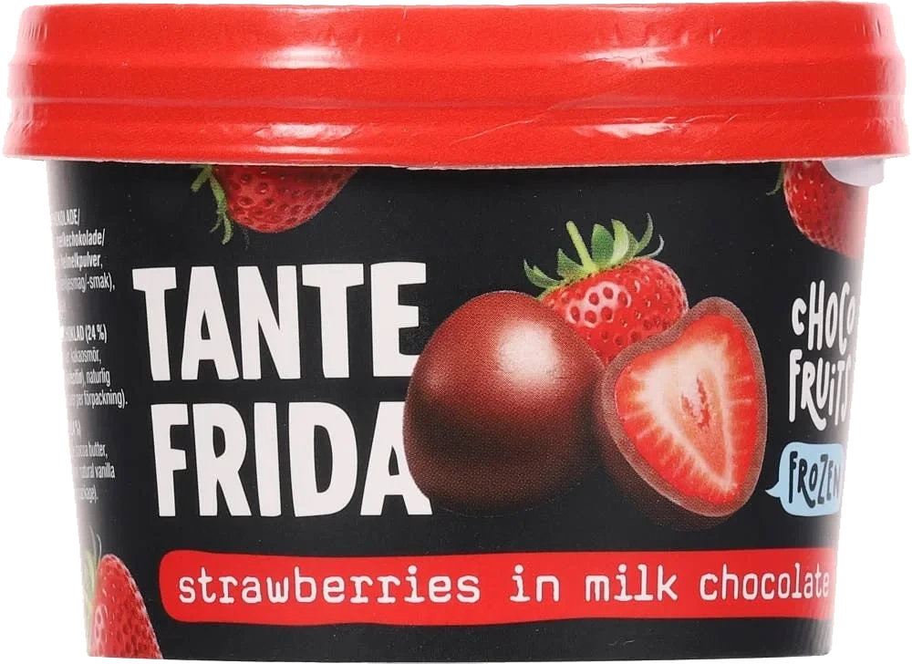 Frosne jordbær med melkesjokolade