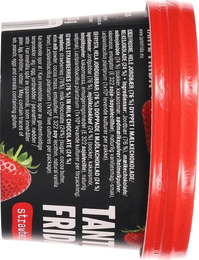 Frosne jordbær med melkesjokolade