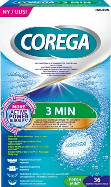Corega Rensetabeletter 3 Minutes 36stk
