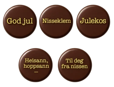Sjokoladepynt Hverdagslykke "god Jul" 25mm, 280 stk