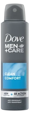 Dove Men+care Spray Clean Comfort Deo Antiperspirant 150ml