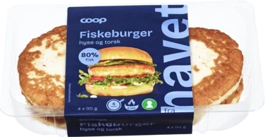 Fiskeburger 80% Hyse Torsk 440g Coop