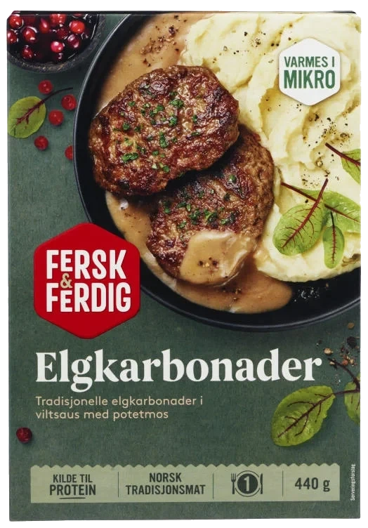Elgkarbonader m/potetmos 440g Fersk&ferdig