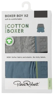 Cotton Boxer Jr Boy Greymel-lapisblue 158-164