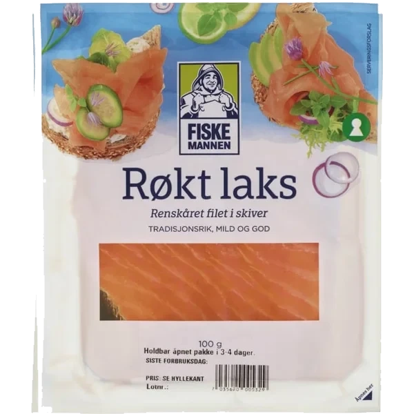 Laks Røkt skivet 100g Fiskemannen