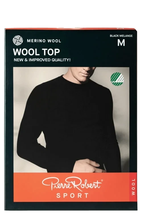 Wool Top Sport Black Melange Xxl Pierre-Robert