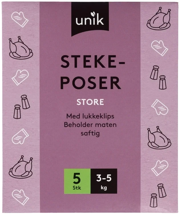 Stekeposer m/Lukkeklips 3-5kg 5stk Unik