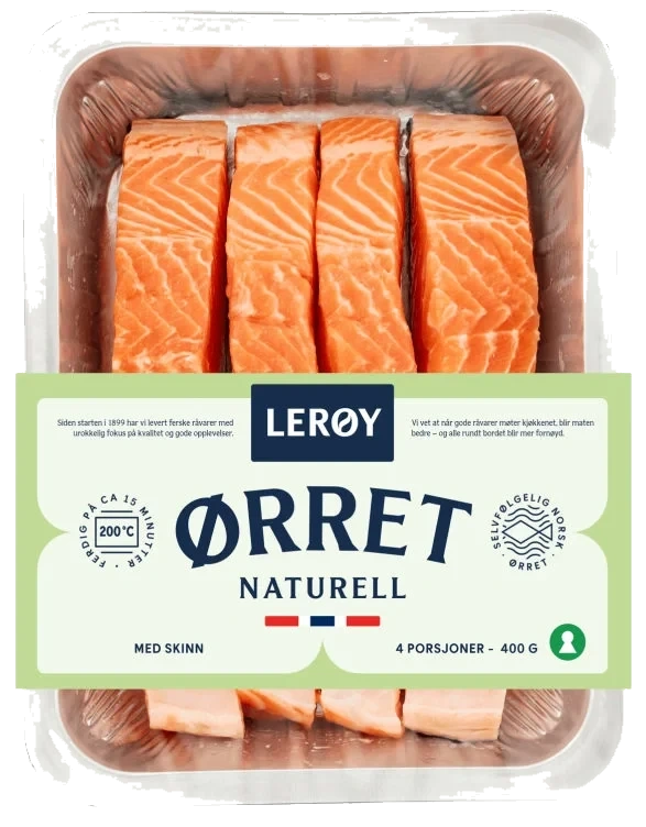 Ørret Porsjoner m/Skinn 4x100g Lerøy