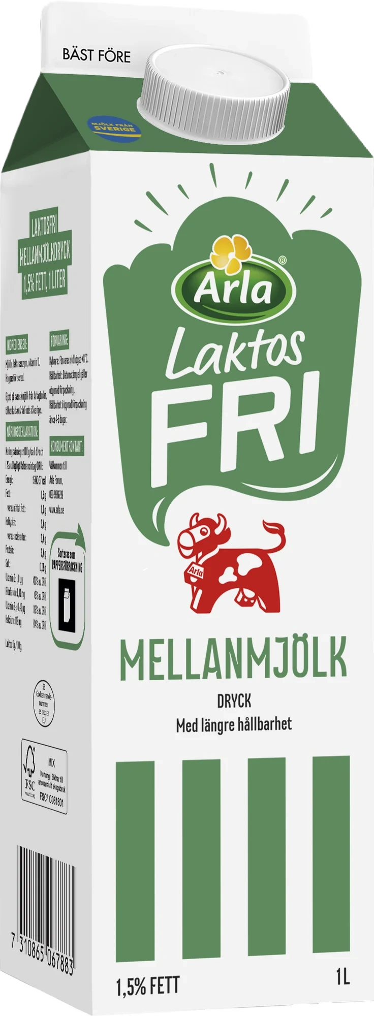 Laktosfri mellanmjölkdryck 1.5% 1 liter