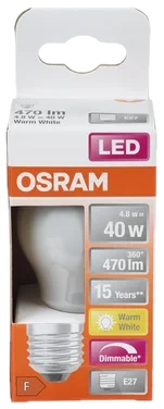 Lyspære Led Cl P 40 Klar Dim E27 Osram