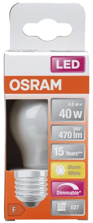 Lyspære Led Cl P 40 Klar Dim E27 Osram