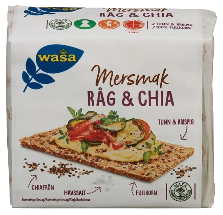 Rugknekkebrød Rug&Chia 245g Wasa