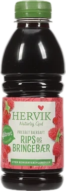 Hervik Ufiltrert Rips Bringebærsaft 0.5l
