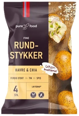 Fine Rundstykker Havre & Chia 4 stk 240g Glutenfri Lav Fodmap