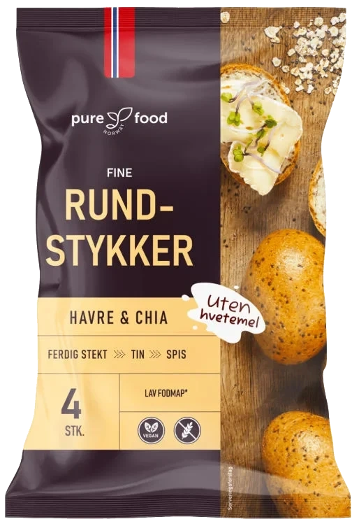 Fine Rundstykker Havre & Chia 4 stk 240g Glutenfri Lav Fodmap