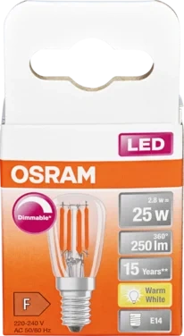 Led Lyspære T26 25 Klar E14 Dim Osram