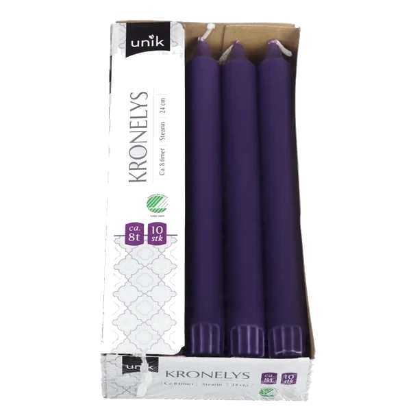Kronelys Lilla 24cm 10stk Unik