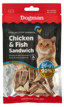 Kattesnacks Chicken & Fish Sandwich 30g Dogman