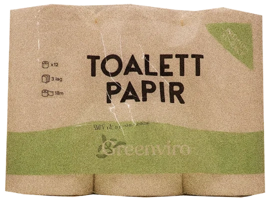 Toalettpapir 3 lags 12Pk Greenviro