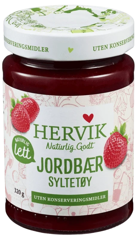 Jordbærsyltetøy 80% Frukt 320g Hervik