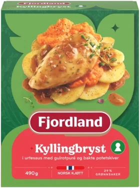 Kyllingbryst Med urtesaus, gulrotpuré og skivede poteter, 490 g