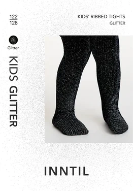 Kids' Tights, 60 den, Black/silver Glitter Rib, 122-128