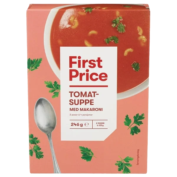 Tomatsuppe M/makaroni 2pk First Price