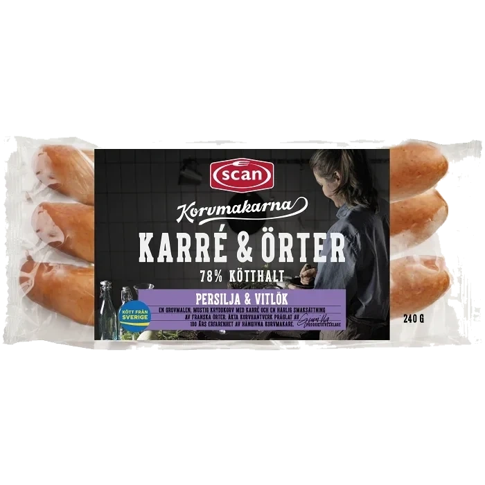 Kryddkorv Karré Örter Korvmakarna 78% Kötthalt 240g Scan