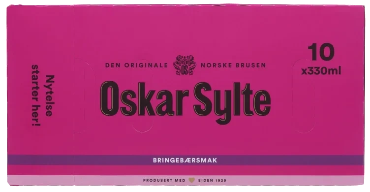 Bringebærsmak 0,33lx10 boks Oskar Sylte