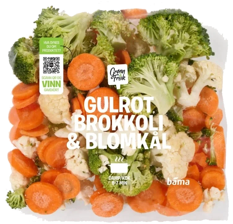 Gulrot, Brokkoli, Blomkål 300g Pilot Grønnsaker