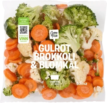 Gulrot, Brokkoli, Blomkål 300g Pilot Grønnsaker