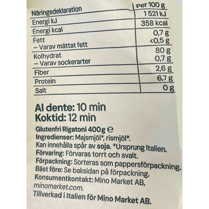 Rigatoni Glutenfri