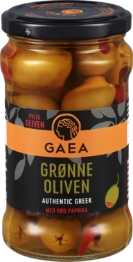 Gaea Grønne Oliven med Paprika 8x295g