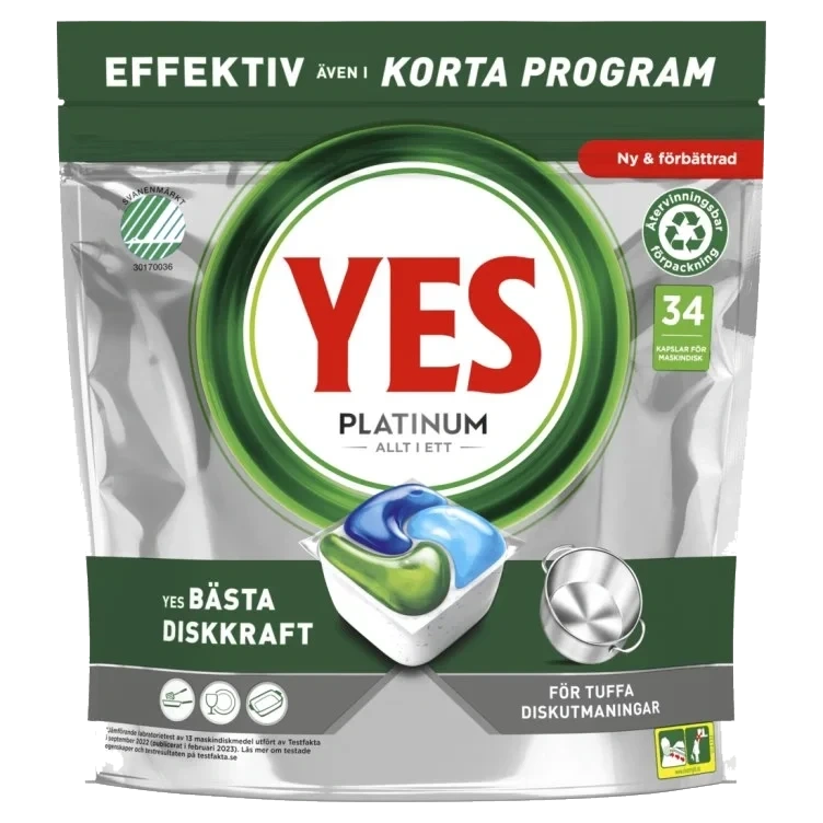 Yes Maskinoppvask Platinum Alt i Ett 34stk