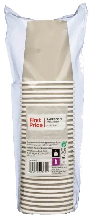 Pappbeger 17,5cl 30stk First Price