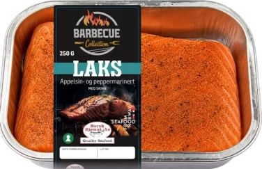 Kjølt Laks 250g med Skinn, uten Bein, med Appelsinpepper