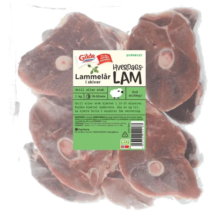 Lammelår i Skiver 1kg Fr Enh