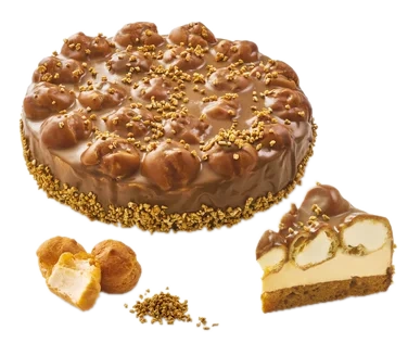Karamellmousse Kake Toppet med Vannbakkels 1450 g, Eske 1 stk