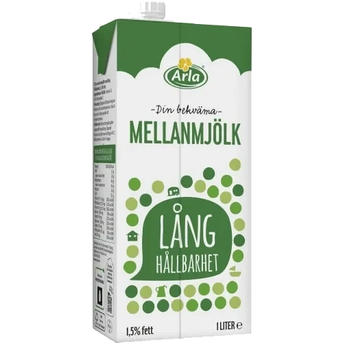 Mellanmjölk m lång hållbarhet 1.5% 1 liter