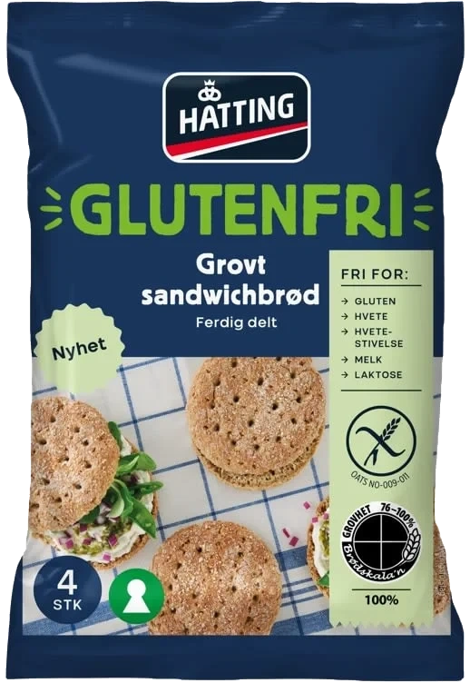 Glutenfri Grovt Sandwichbrød 85gx4stk