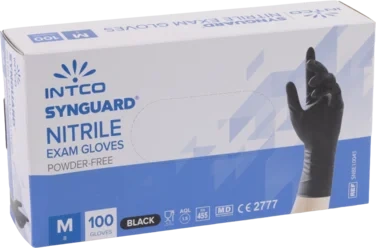 Nitrilhansker Pudderfri Intco Svart Medium, 100 stk