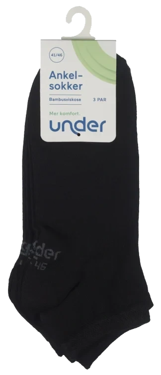 Ankelsokker Bambus Sort 41/46 3pk Under