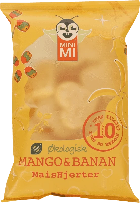 Minimi Øko Maishjerter m/Mango og Banan 30g