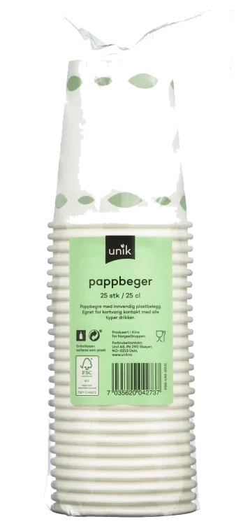 Pappbeger Caffe Latte 25cl 25stk Unik