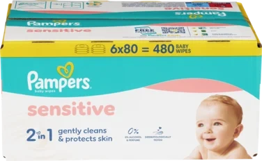 Våtserviett Sensitive Wipes 6x80 Promo Pampers